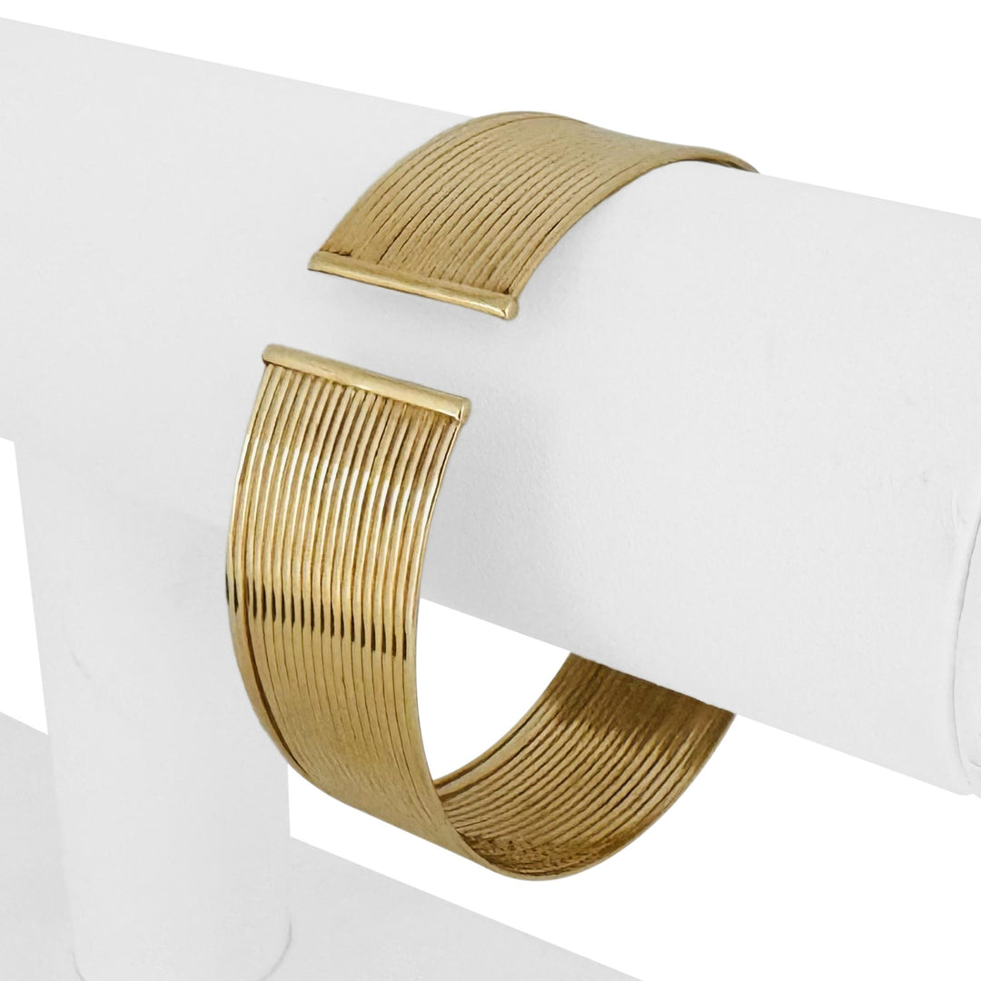 14k Yellow Gold 22.7g Vintage Twenty Strand 19mm Flex Cuff Bracelet Italy 7.5"