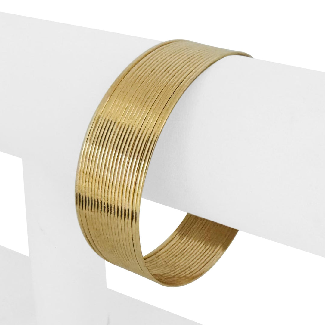 14k Yellow Gold 22.7g Vintage Twenty Strand 19mm Flex Cuff Bracelet Italy 7.5"