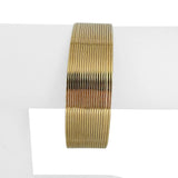 14k Yellow Gold 22.7g Vintage Twenty Strand 19mm Flex Cuff Bracelet Italy 7.5"