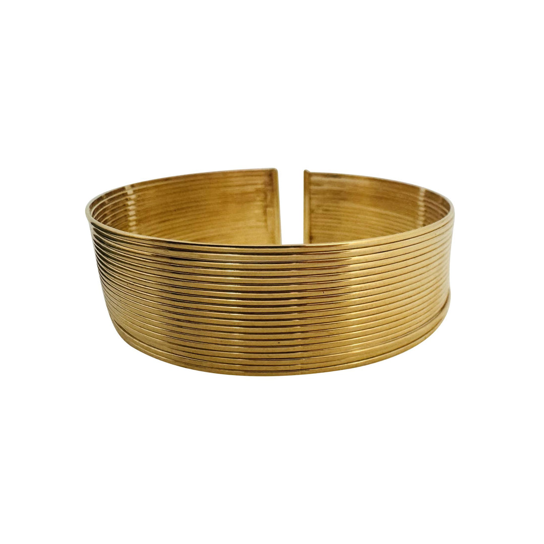 14k Yellow Gold 22.7g Vintage Twenty Strand 19mm Flex Cuff Bracelet Italy 7.5"