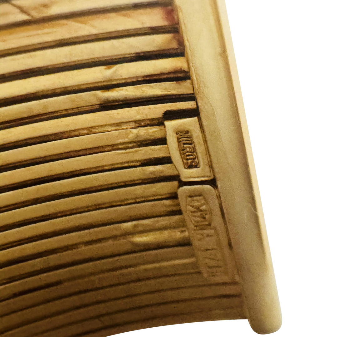 14k Yellow Gold 22.7g Vintage Twenty Strand 19mm Flex Cuff Bracelet Italy 7.5"