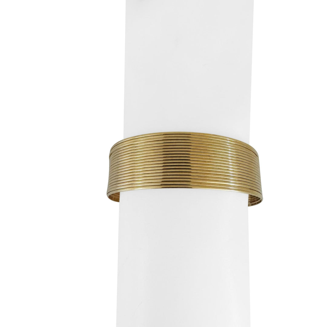 14k Yellow Gold 22.7g Vintage Twenty Strand 19mm Flex Cuff Bracelet Italy 7.5"