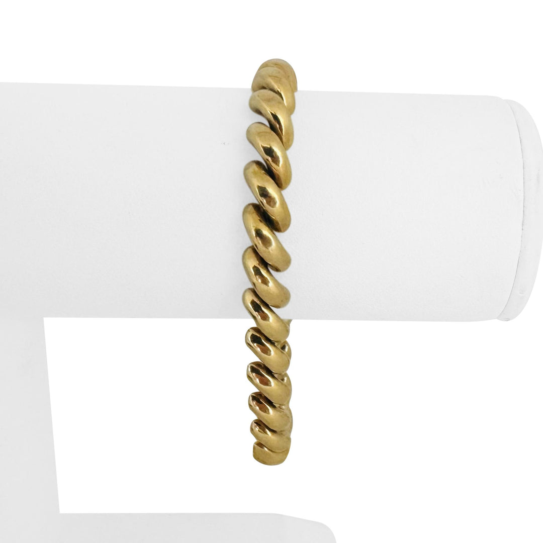 14k Yellow Gold 19.3g Ladies Polished 7.5mm San Marco Link Bracelet Italy 7.25"
