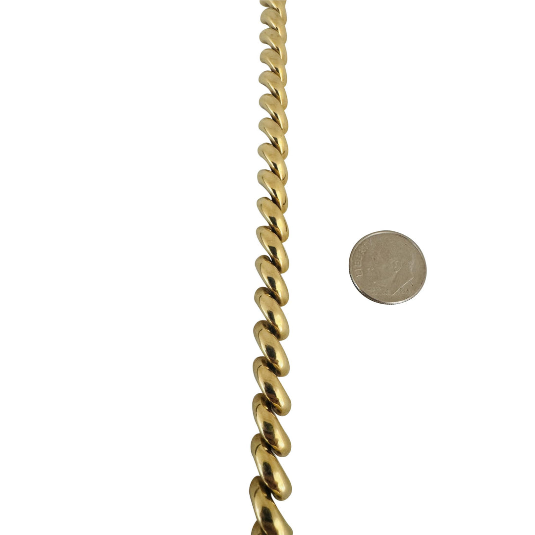 14k Yellow Gold 19.3g Ladies Polished 7.5mm San Marco Link Bracelet Italy 7.25"
