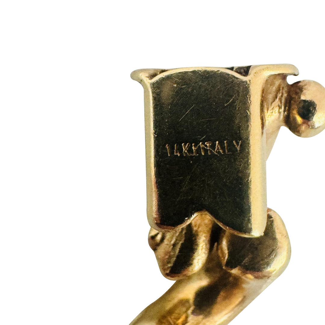 14k Yellow Gold 19.3g Ladies Polished 7.5mm San Marco Link Bracelet Italy 7.25"