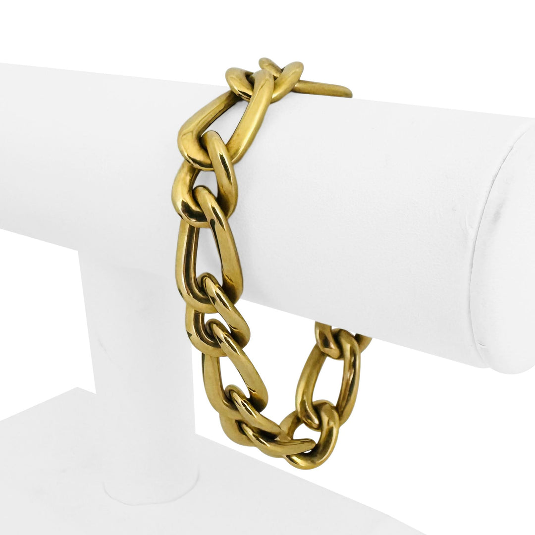 18k Yellow Gold 27.5g Semi Solid 13.5mm Thick Curb Link Bracelet Italy 7.5"
