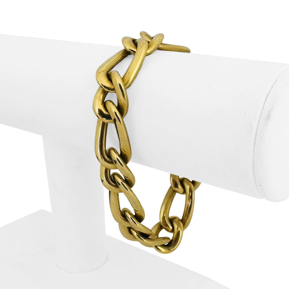 18k Yellow Gold 27.5g Semi Solid 13.5mm Thick Curb Link Bracelet Italy 7.5