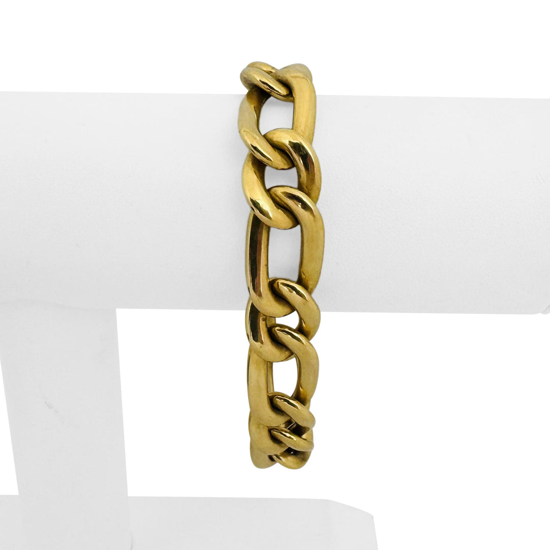 18k Yellow Gold 27.5g Semi Solid 13.5mm Thick Curb Link Bracelet Italy 7.5"