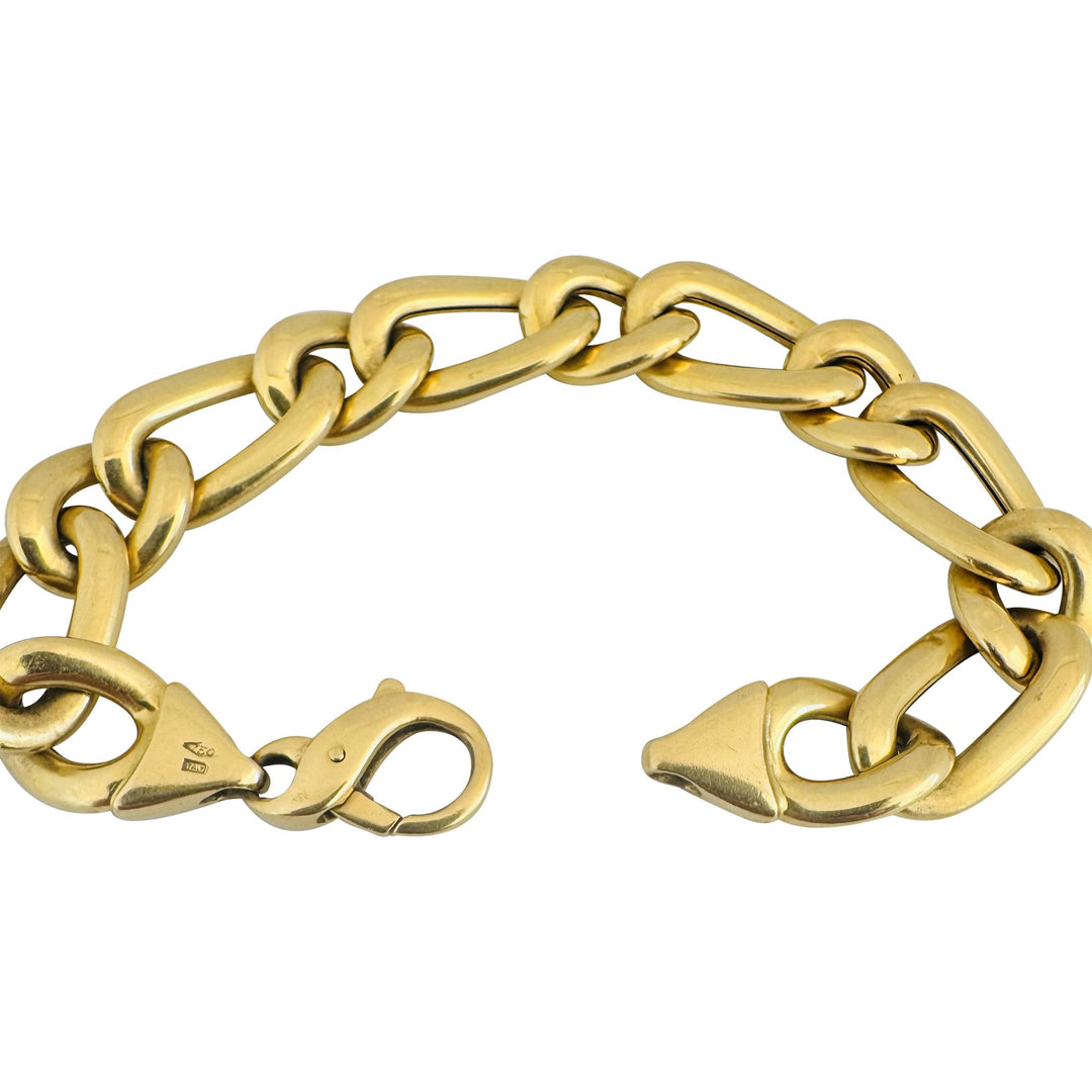 18k Yellow Gold 27.5g Semi Solid 13.5mm Thick Curb Link Bracelet Italy 7.5"