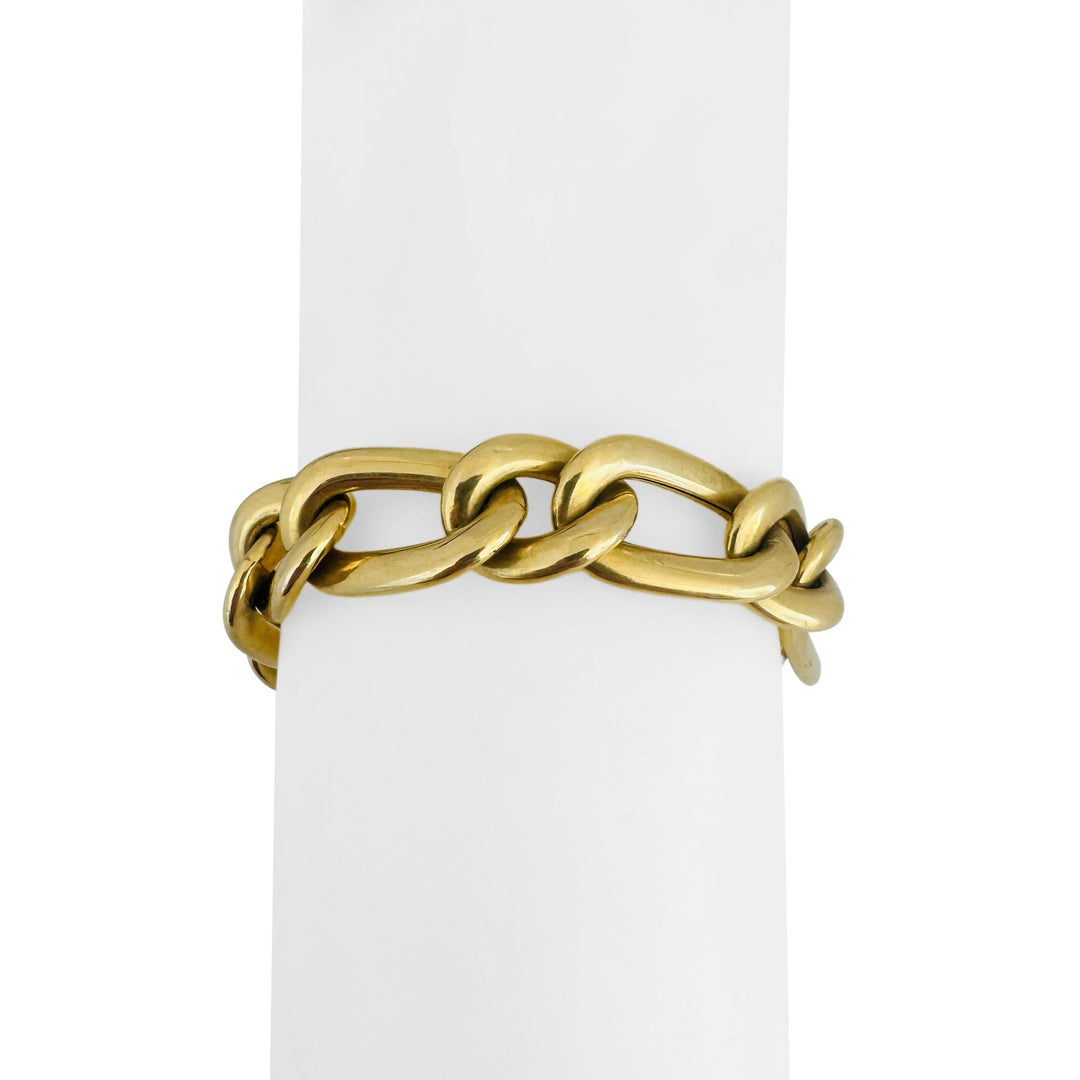 18k Yellow Gold 27.5g Semi Solid 13.5mm Thick Curb Link Bracelet Italy 7.5"