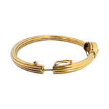 18k Yellow Gold Cabochon Sapphire and Diamond Vintage Bangle Bracelet 6.75"
