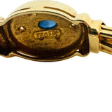 18k Yellow Gold Cabochon Sapphire and Diamond Vintage Bangle Bracelet 6.75"