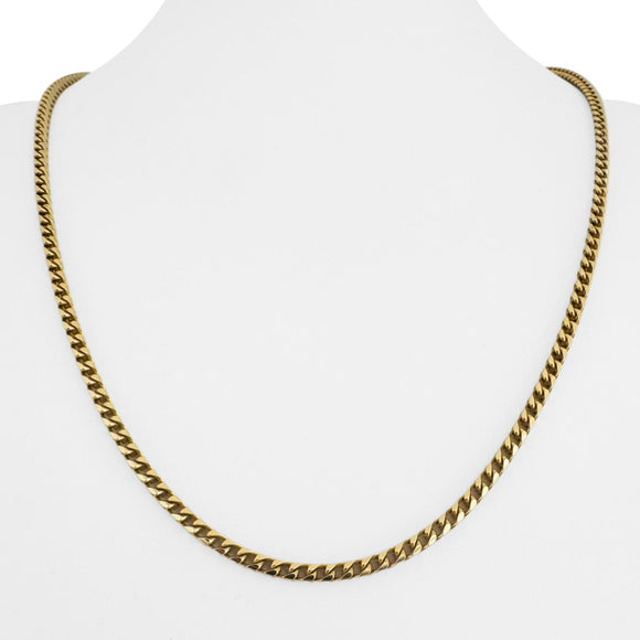 18k Yellow Gold 35.3g Solid 3mm Squared Franco Link Chain Necklace Italy 22