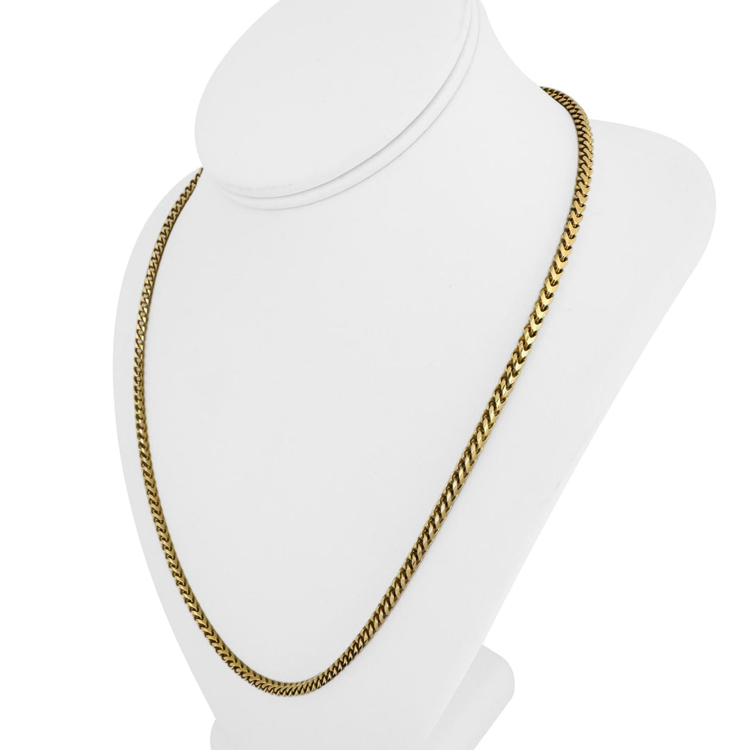 18k Yellow Gold 35.3g Solid 3mm Squared Franco Link Chain Necklace Italy 22"