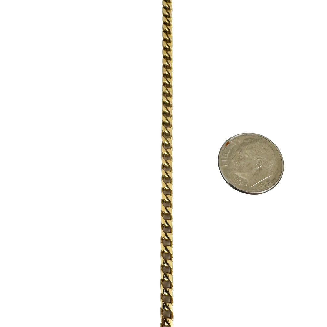 18k Yellow Gold 35.3g Solid 3mm Squared Franco Link Chain Necklace Italy 22"