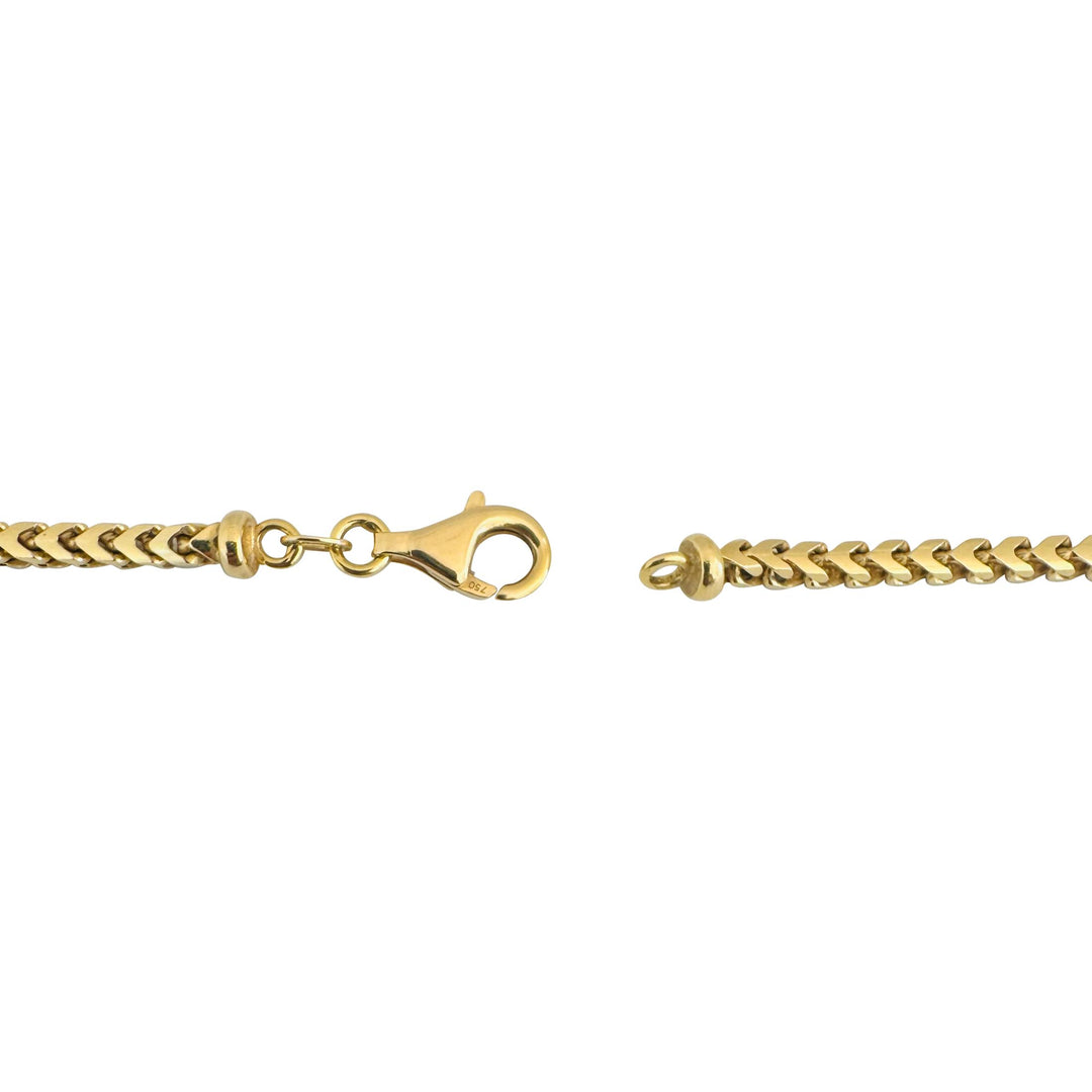 18k Yellow Gold 35.3g Solid 3mm Squared Franco Link Chain Necklace Italy 22"