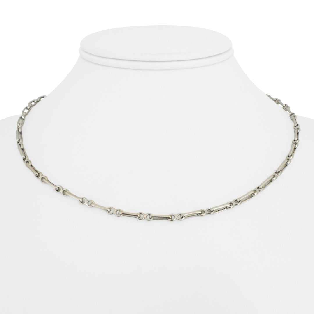 18k White Gold 10.9g Solid Ladies 4mm Fancy Link Chain Necklace 16"