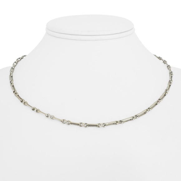 18k White Gold 10.9g Solid Ladies 4mm Fancy Link Chain Necklace 16