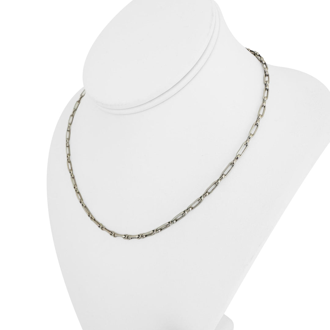 18k White Gold 10.9g Solid Ladies 4mm Fancy Link Chain Necklace 16"