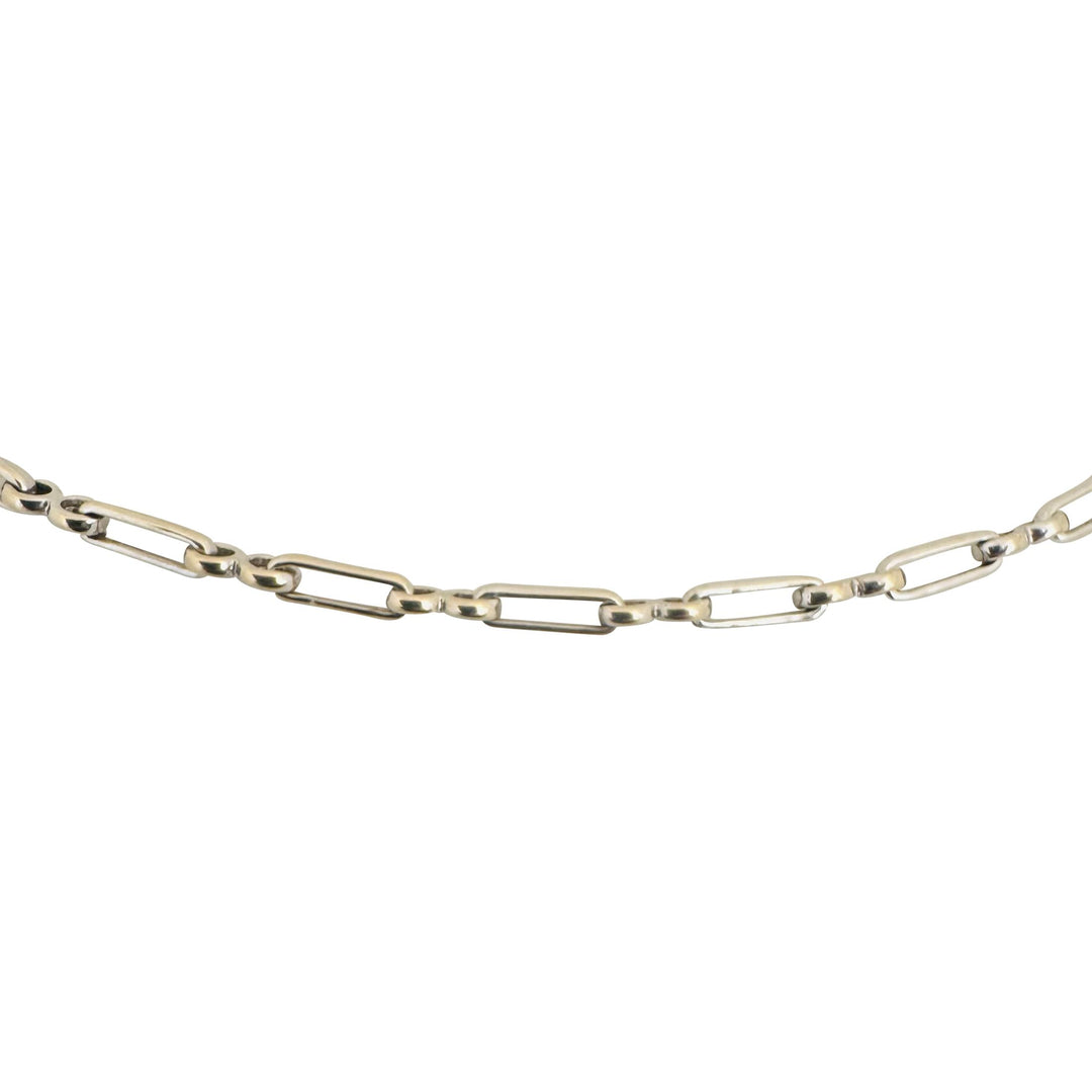 18k White Gold 10.9g Solid Ladies 4mm Fancy Link Chain Necklace 16"
