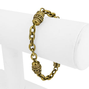 18k Yellow Gold 31g Solid Heavy Vintage Cable Link Barrel Station Bracelet 7"