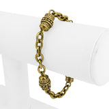 18k Yellow Gold 31g Solid Heavy Vintage Cable Link Barrel Station Bracelet 7"