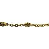 18k Yellow Gold 31g Solid Heavy Vintage Cable Link Barrel Station Bracelet 7"
