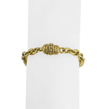 18k Yellow Gold 31g Solid Heavy Vintage Cable Link Barrel Station Bracelet 7"