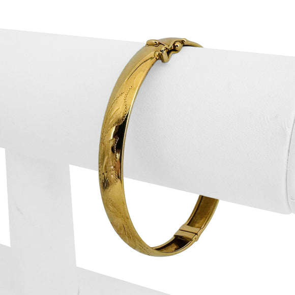18k Yellow Gold 13.2g Vintage Ladies 8mm Bangle Bracelet Italy 7.25