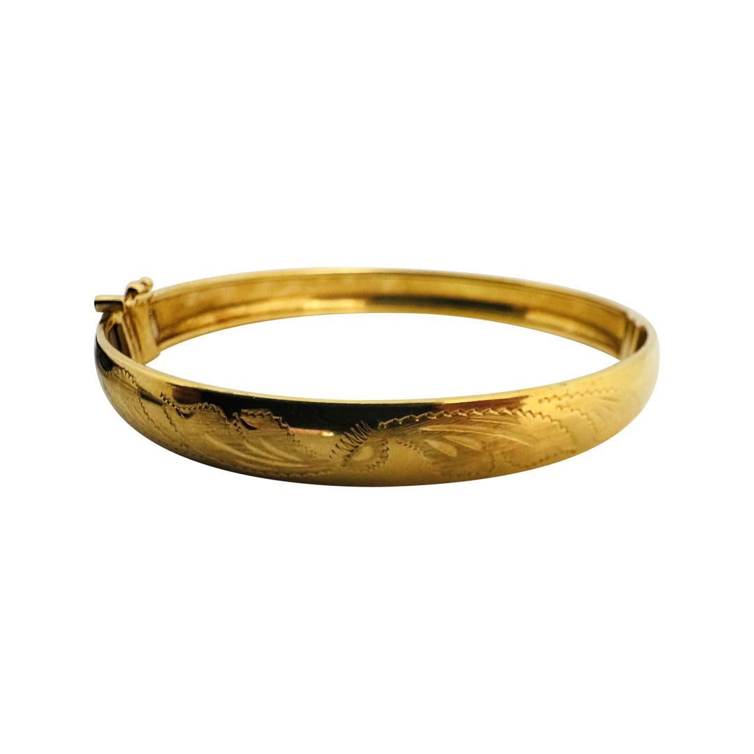 18k Yellow Gold 13.2g Vintage Ladies 8mm Bangle Bracelet Italy 7.25"