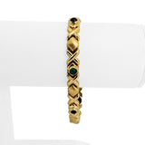 14k Yellow Gold 11.8g Multi Cabochon Gemstone XO Link Bracelet 7"