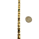 14k Yellow Gold 11.8g Multi Cabochon Gemstone XO Link Bracelet 7"