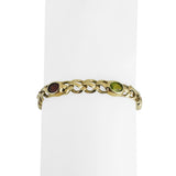 14k Yellow Gold 14.7g Multi Bezel Set Gemstones Fancy Link Bracelet 7"