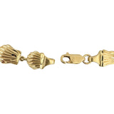 14k Yellow Gold 10.6g Solid Diamond Cut 10mm Scallop Shell Link Bracelet 7.25"