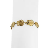 14k Yellow Gold 10.6g Solid Diamond Cut 10mm Scallop Shell Link Bracelet 7.25"