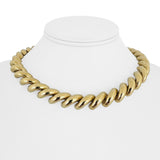 14k Yellow Gold 50.3g Heavy Polished 12mm San Marco Link Necklace Italy 16"