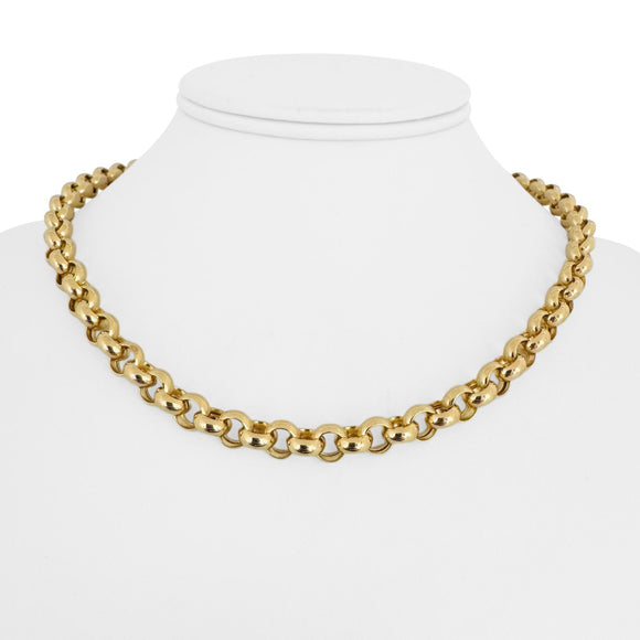 14k Yellow Gold 14.9g Hollow Polished 7.5mm Rolo Link Chain Necklace 17