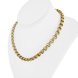 14k Yellow Gold 14.9g Hollow Polished 7.5mm Rolo Link Chain Necklace 17"