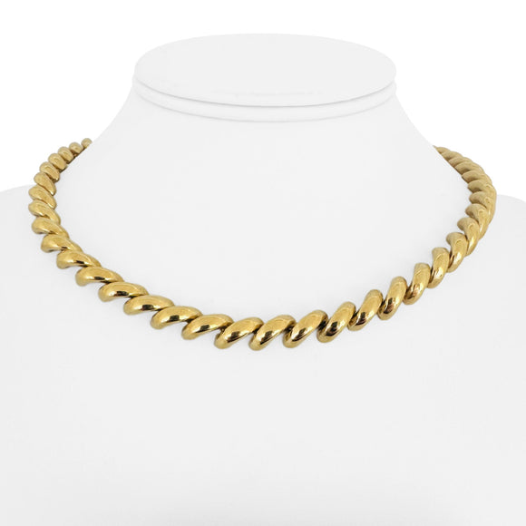 14k Yellow Gold 32.7g Ladies Polished 7.5mm San Marco Link Necklace 16