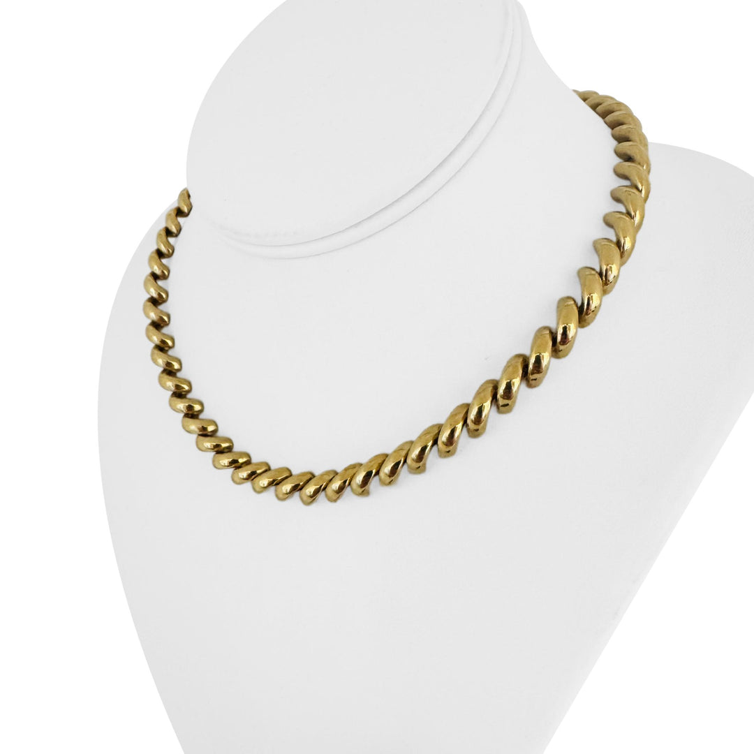 14k Yellow Gold 32.7g Ladies Polished 7.5mm San Marco Link Necklace 16"