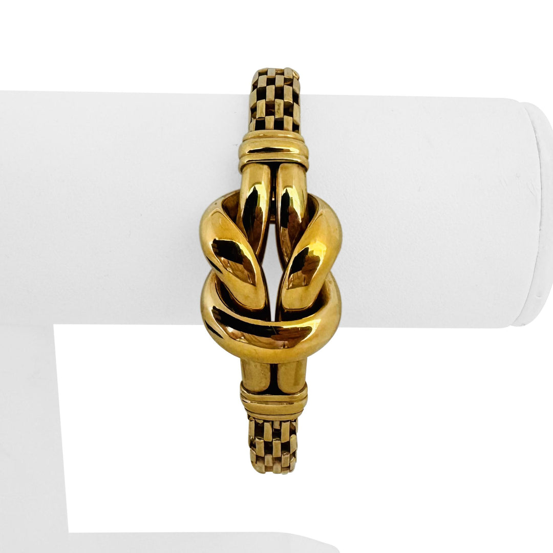14k Yellow Gold 16.9g Ladies Knot Station Fancy Link Bracelet 7.5"