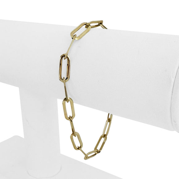 14k Yellow Gold 1.7g Hollow Very Light Flattened Oval Link Bracelet Italy 7.25