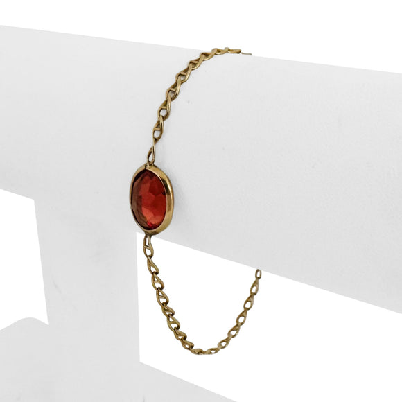 14k Yellow Gold and Oval Bezel Set Citrine Mariner Link Bracelet Italy 6.5