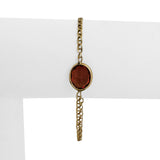14k Yellow Gold and Oval Bezel Set Citrine Mariner Link Bracelet Italy 6.5"