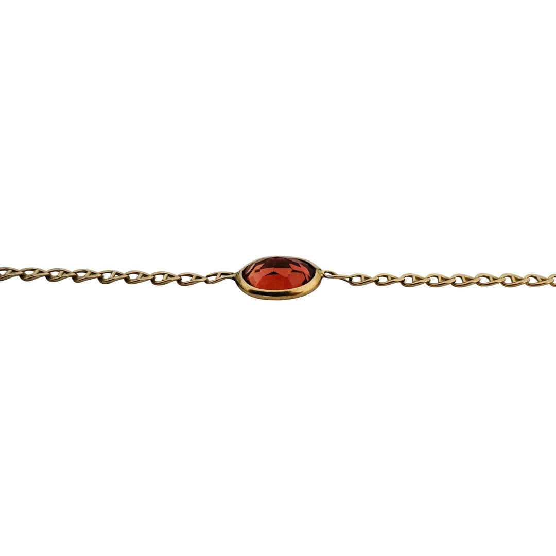 14k Yellow Gold and Oval Bezel Set Citrine Mariner Link Bracelet Italy 6.5"