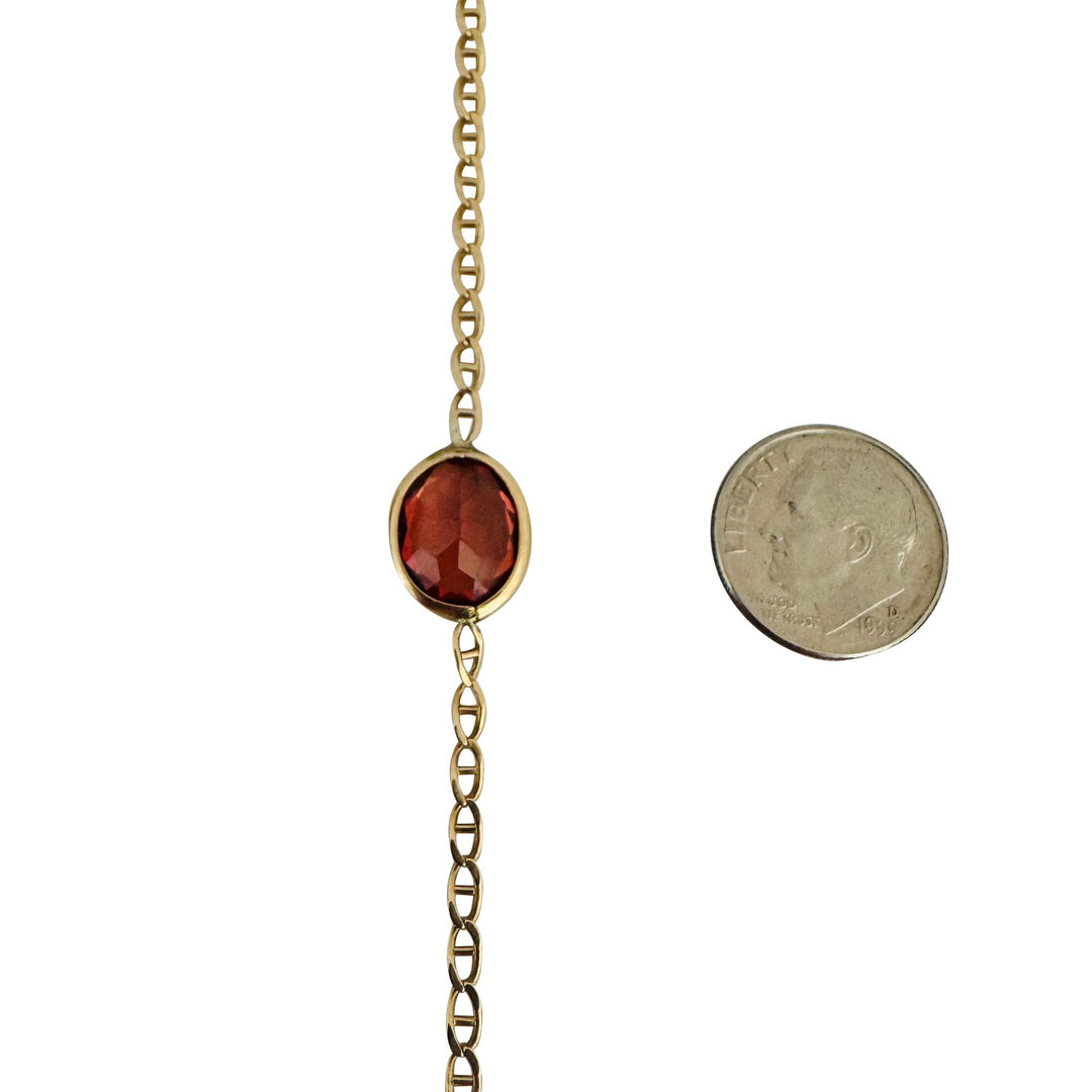 14k Yellow Gold and Oval Bezel Set Citrine Mariner Link Bracelet Italy 6.5"