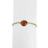 14k Yellow Gold and Oval Bezel Set Citrine Mariner Link Bracelet Italy 6.5"