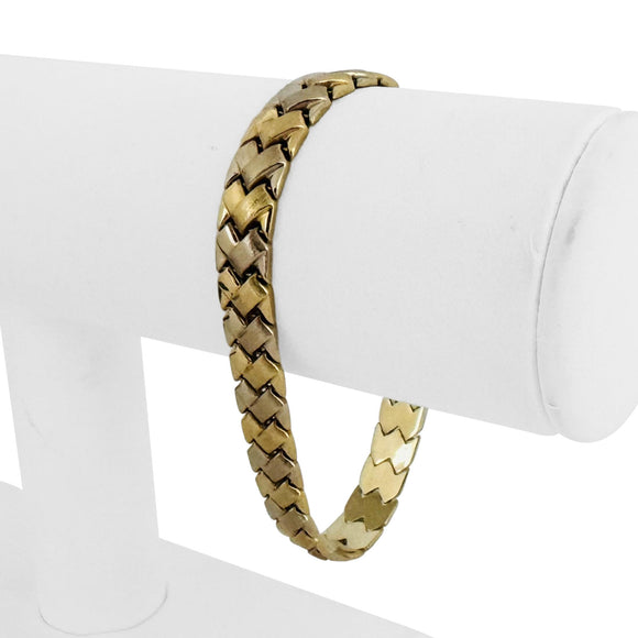 14k Yellow and White Gold 10.7g Ladies 8mm Braided Link Bracelet Turkey 7.25