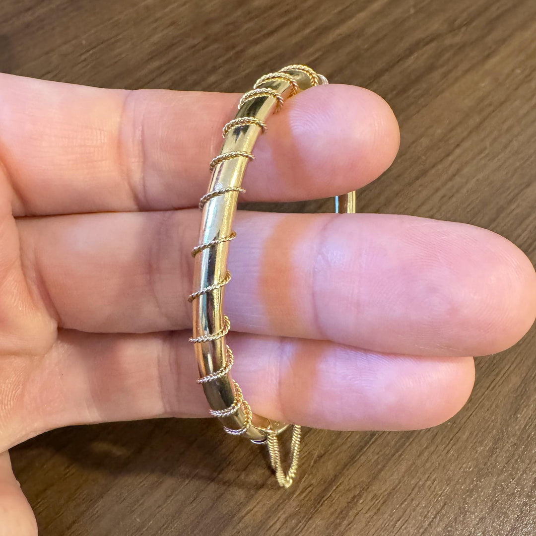 14k Yellow Gold 9.9g Ladies Vintage Rope Twist Bangle Bracelet 6.5"