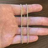 14k Yellow Gold 8.5g Solid Thin 2mm Diamond Cut Rope Chain Necklace 18"